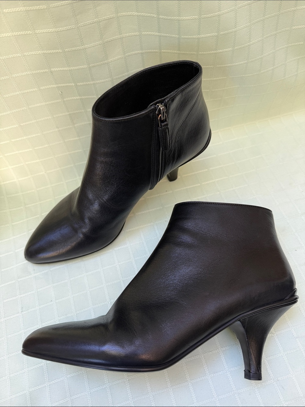 Prada Black Leather Pointed Toe Ankle Boots - Picture 5 of 10